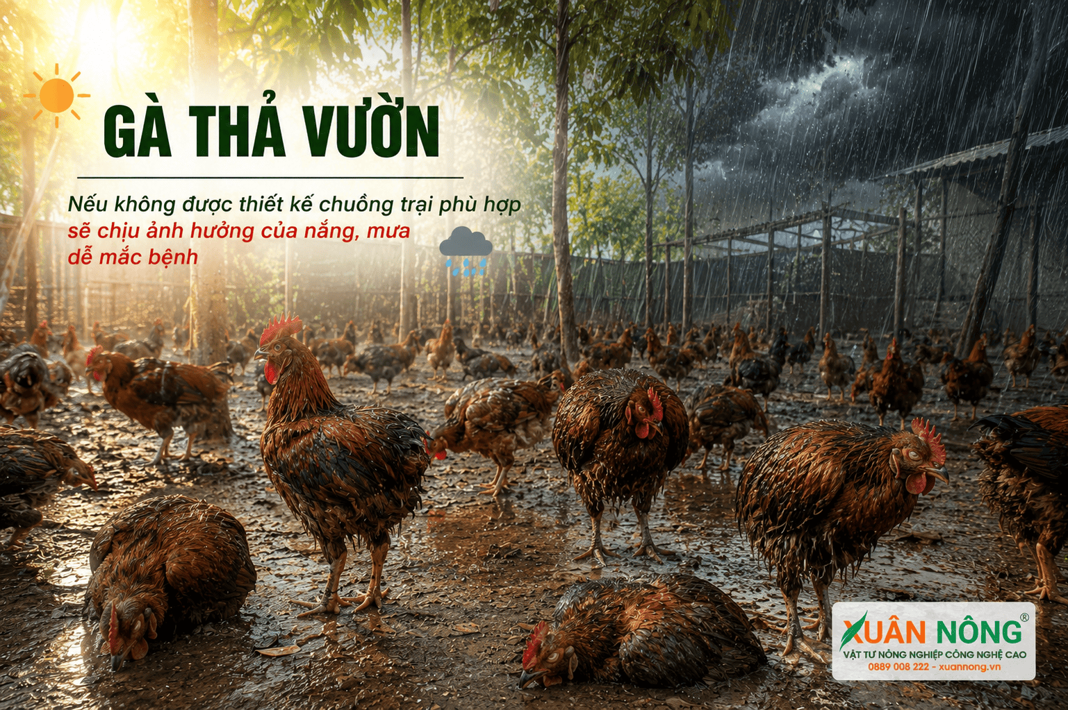 Thiết-kế-chuồng-gà-thả-vườn-bảo-vệ-gà-khỏi-nắng-mưa