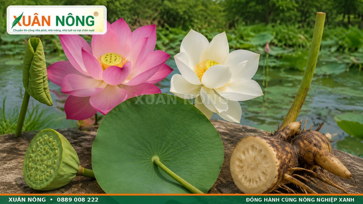 Đặc điểm lá hoa gương hạt và thân rễ của cây hoa sen