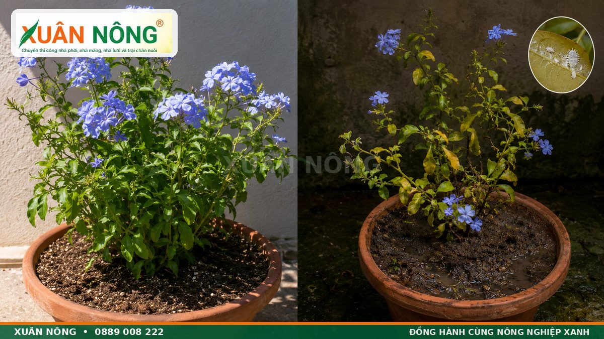 So sánh cây thanh xà khỏe nhiều hoa và cây vàng lá do úng thiếu sáng