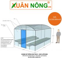 Kệ trồng rau sạch kết hợp nhà lưới mini