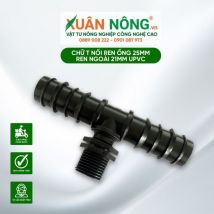 Chữ T nối ren thẳng ống 25mm ren ngoài 21mm uPVC